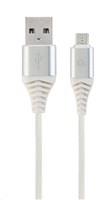 GEMBIRD GEMBIRD Kabel CABLEXPERT USB 2.0 AM na MicroUSB (AM/BM), 2m, opletený, bílo-stříbrný, blister, PREMIUM QUALITY