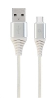 GEMBIRD Kabel CABLEXPERT USB 2.0 AM na Type-C kabel (AM/CM), 1m, opletený, bílo-strříbrný, blister, PREMIUM QUALITY