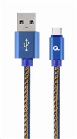 GEMBIRD Kabel CABLEXPERT USB 2.0 AM na Type-C kabel (AM/CM), 1m, opletený, jeans, blister, PREMIUM QUALITY