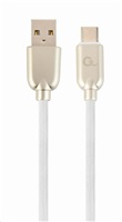 GEMBIRD Kabel CABLEXPERT USB 2.0 AM na Type-C kabel (AM/CM), 1m, pogumovaný, bílý, blister, PREMIUM QUALITY