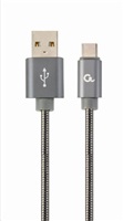 GEMBIRD GEMBIRD Kabel CABLEXPERT USB 2.0 AM na Type-C kabel (AM/CM), 2m, metalická spirála, šedý, blister, PREMIUM QUALITY