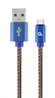 GEMBIRD GEMBIRD Kabel CABLEXPERT USB 2.0 AM na Type-C kabel (AM/CM), 2m, opletený, jeans, blister, PREMIUM QUALITY