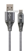 GEMBIRD GEMBIRD Kabel USB 2.0 AM na Type-C kabel (AM/CM), 2m, opletený, šedo-bílý, blister, PREMIUM QUALITY