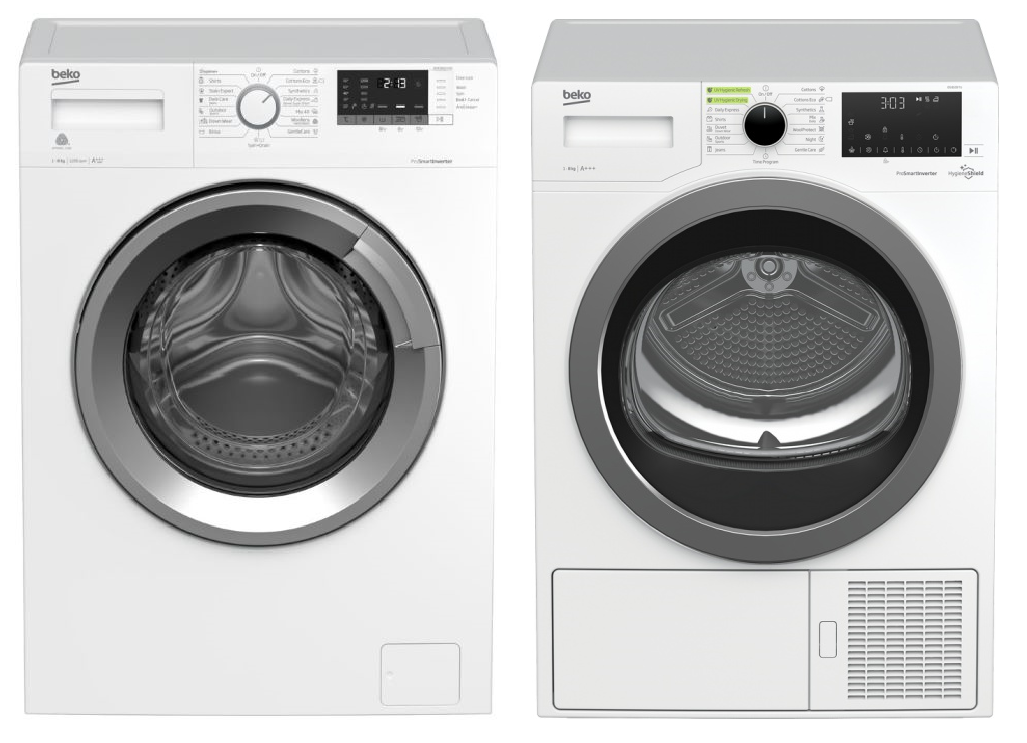 Set BEKO HWUE8712CSXS0 + DS8539TU + 10 LET ZÁRUKA na motor sušičky
