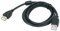 GEMBIRD Kabel USB 2.0 A-A prodlužovací 1,8m Premium (černý, ferit, zlacené kontakty)