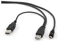 GEMBIRD GEMBIRD Kabel USB 2.0 A-Mini B (5pin) propojovací 0,9m DUÁLNÍ (extra napájení)