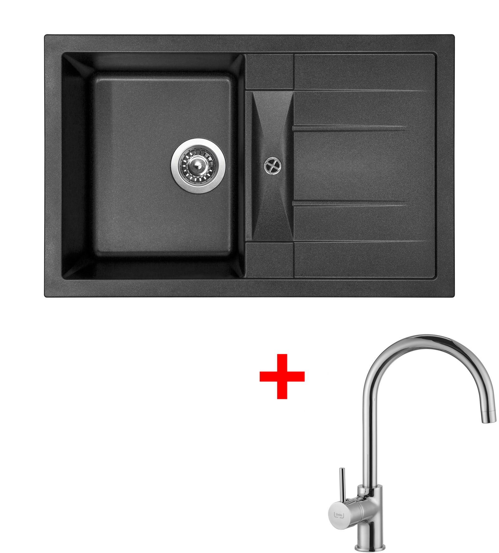 Sinks CRYSTAL 780 Metalblack + VITALIA (záruka 5 let)