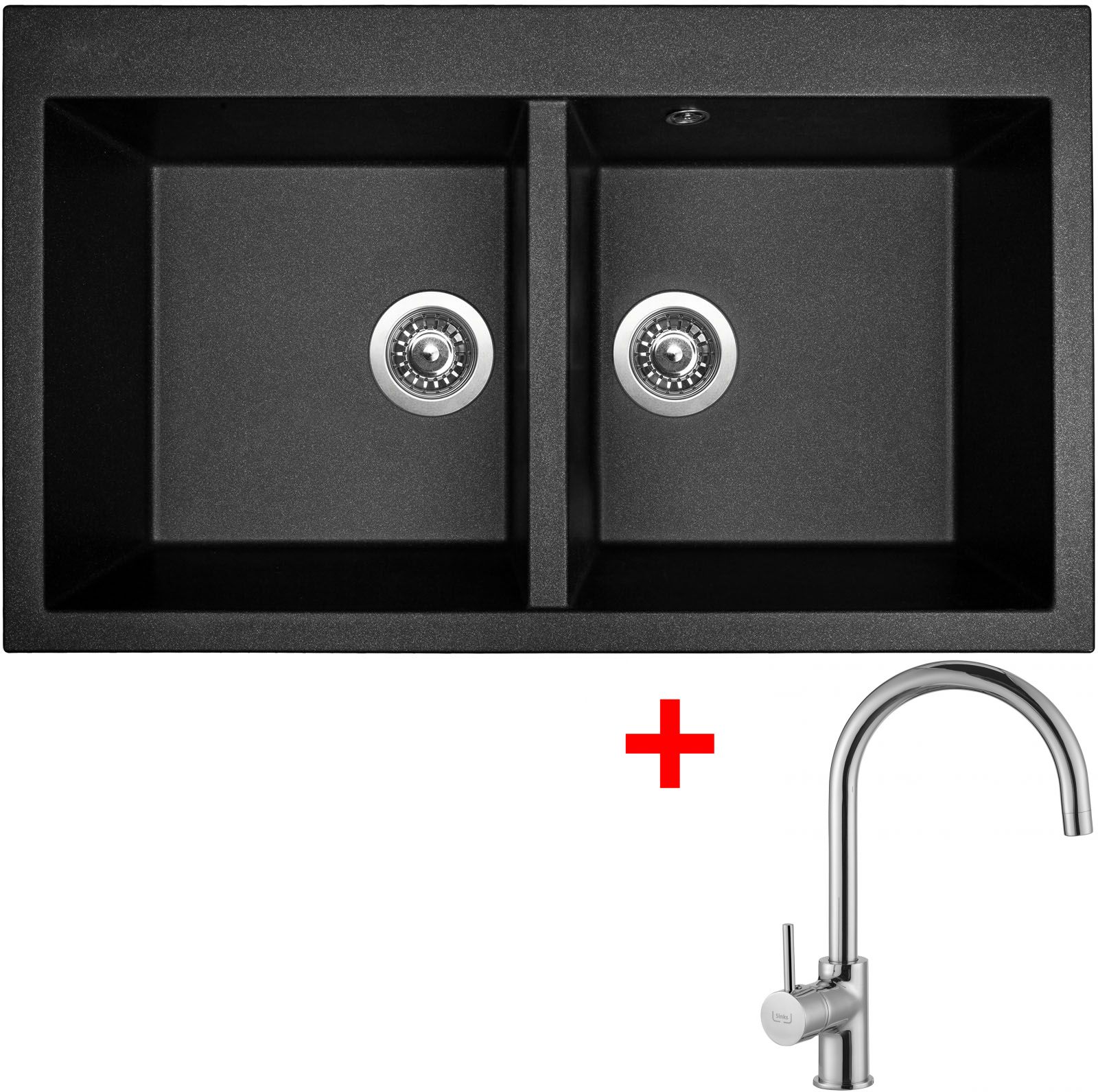 Sinks AMANDA 860 DUO Metalblack + VITALIA (záruka 10 let na dřez)
