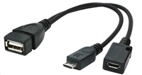 GEMBIRD Kabel CABLEXPERT USB AF/micro BM + micro BF, OTG + dobíjení, 15cm, pro tablety a smartphone