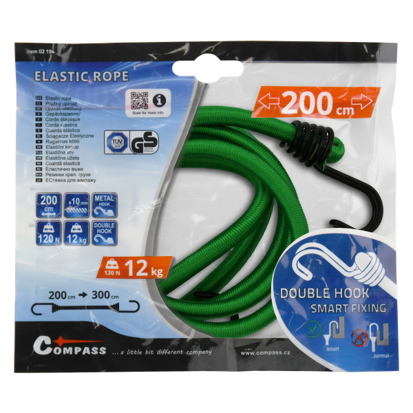 Compass Upínač pružný DOUBLE HOOK 10mm/200cm TÜV/GS