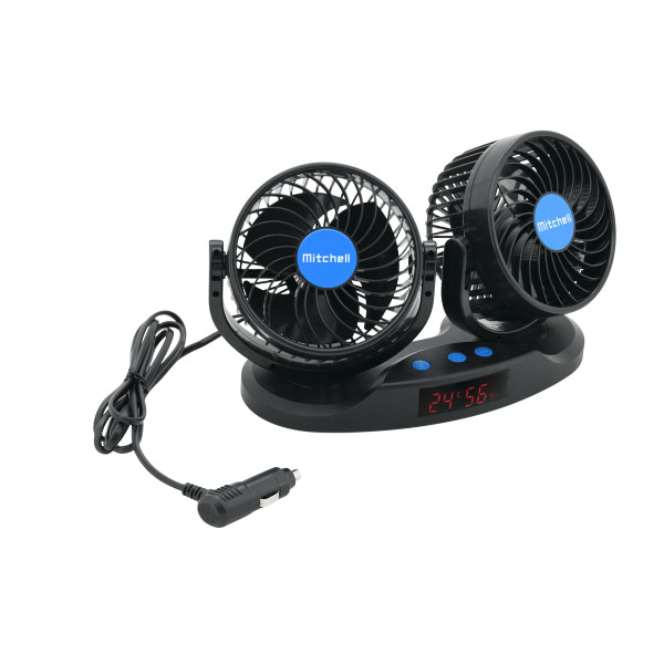 Compass Ventilátor MITCHELL DUO 2x130mm 12V na palubní desku s teploměrem