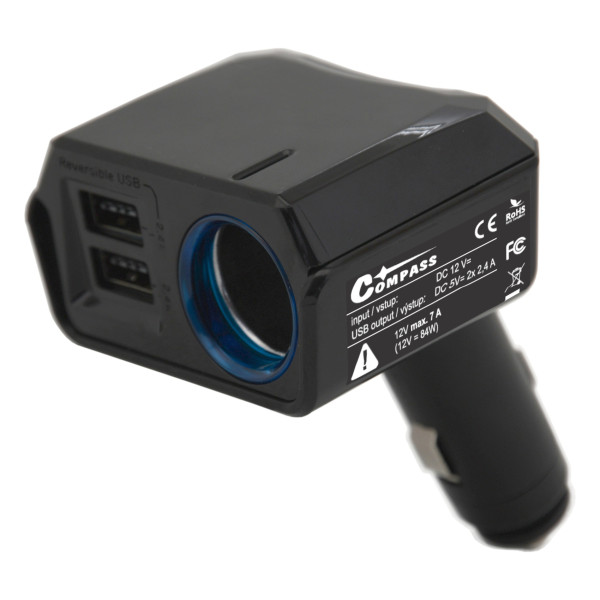 Compass Adaptér pevný 12V + 2x USB 2400mA SELECT