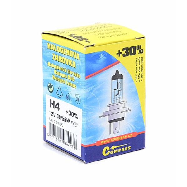 Compass Žárovka 12V H4 60/55W P43t box FLASH +30%