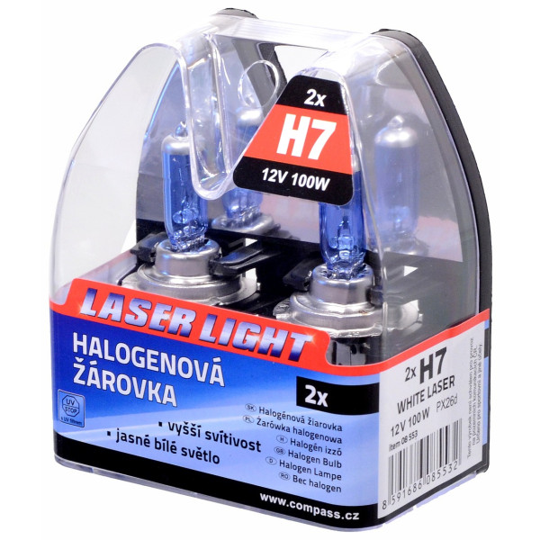 Compass Žárovka 12V H7 100W PX26d WHITE LASER 2ks