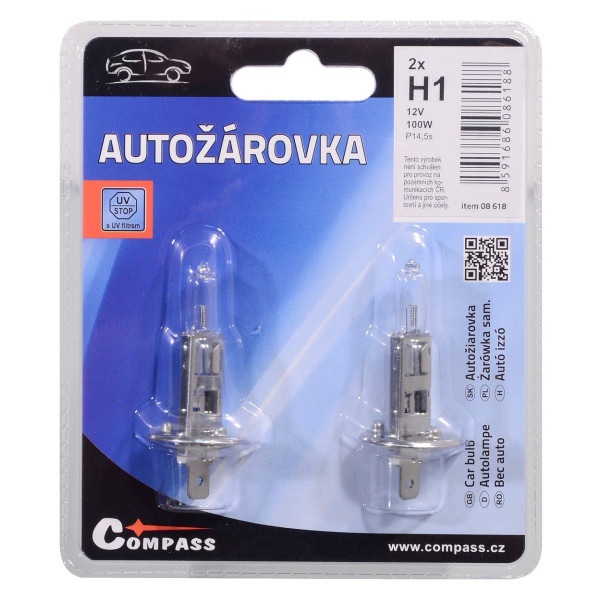 Compass Žárovka 12V H1 100W P14,5s blister 2ks