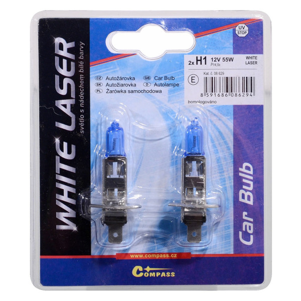 Compass Žárovka 12V H1 55W P14,5s WHITE LASER blister 2ks