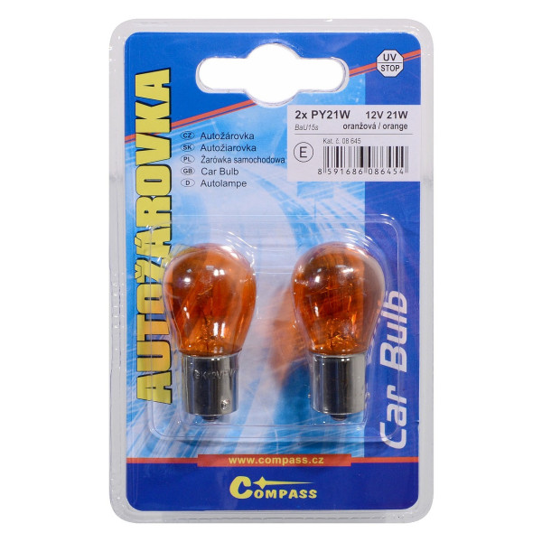 Compass Žárovka 12V PY21W 21W BaU15s ORANGE blister 2ks