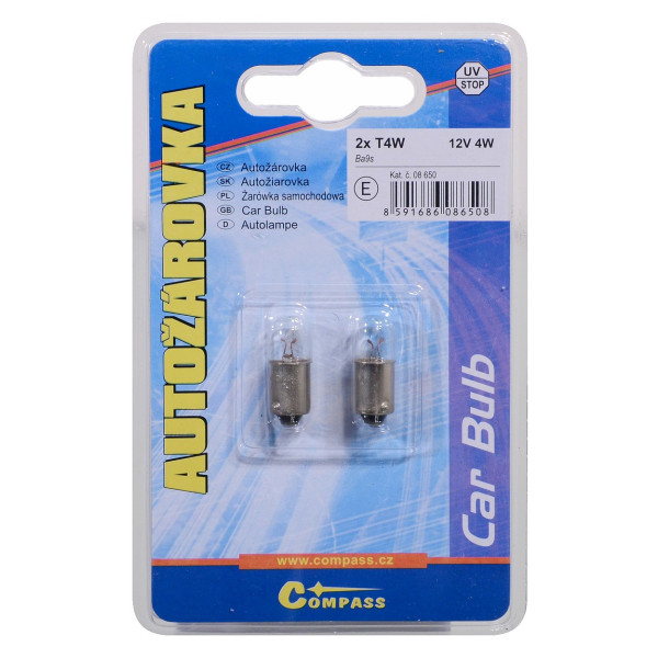 Compass Žárovka 12V T4W 4W Ba9s blister 2ks