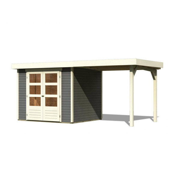 dřevěný domek KARIBU ASKOLA 4 + přístavek 240 cm (92070) terragrau LG1719