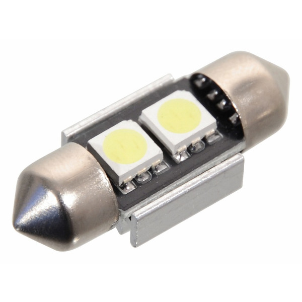 Compass Žárovka 2 SMD LED 12V suf. SV8.5 32mm s rezistorem CAN-BUS ready bílá