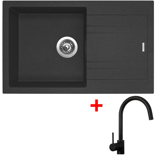 Sinks LINEA 780 Granblack + Vitalia černá matná