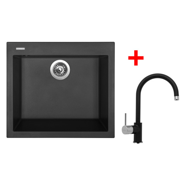 Sinks CUBE 560 Pureblack + Vitalia GR