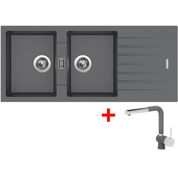 Sinks PERFECTO 1160 DUO Titanium + Mix 3 P GR