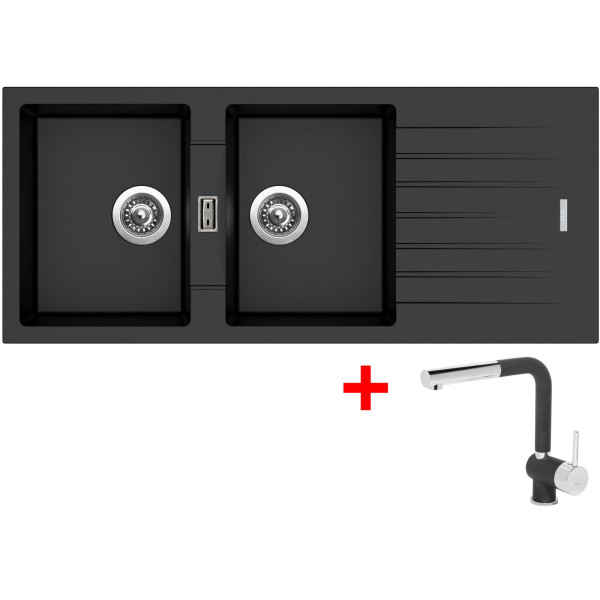 Sinks PERFECTO 1160 DUO Metalblack + Mix 3 P GR
