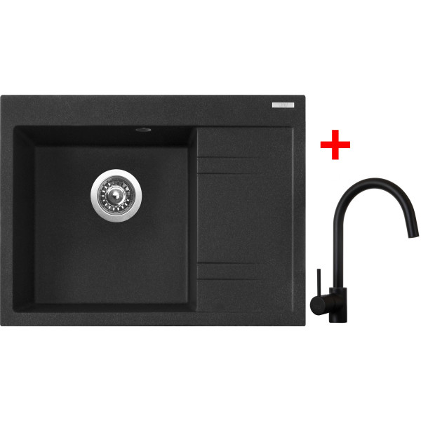 Sinks RIM 650 L Granblack + Vitalia černá matná