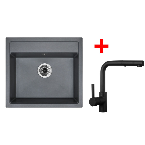 Sinks SOLO 560 Titanium + ENIGMA S Černá matná