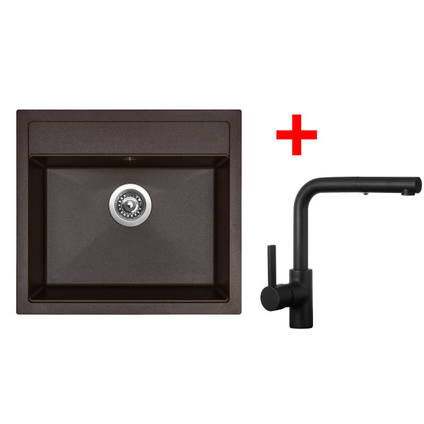 Sinks SOLO 560 Marone + ENIGMA S Černá matná