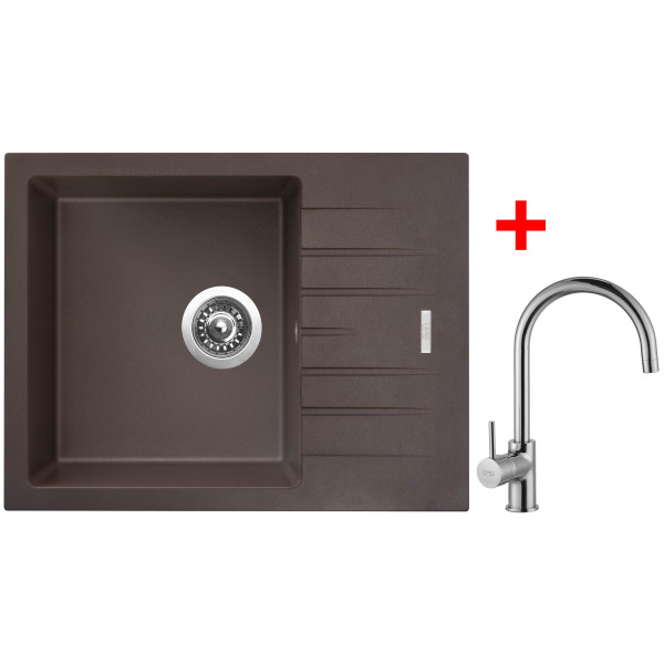 Sinks PERFECTO 650 Marone + VITALIA lesklá