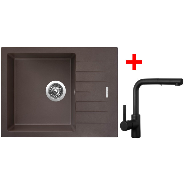 Sinks PERFECTO 650 Marone + ENIGMA S Černá matná