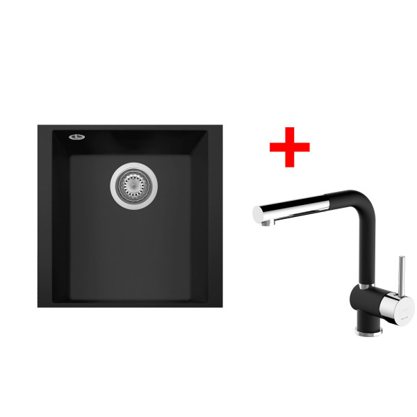 Sinks CUBE 340U Nanoblack + MIX 3 P Nanoblack