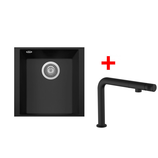 Sinks CUBE 340U Nanoblack + COMFORTA Nanoblack