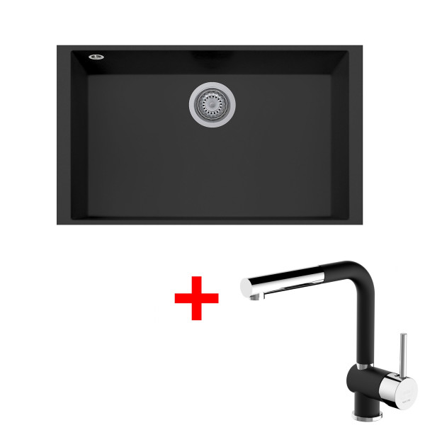 Sinks CUBE 690U Nanoblack + MIX 3 P Nanoblack
