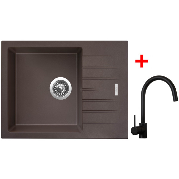 Sinks PERFECTO 650 Marone + Vitalia černá matná