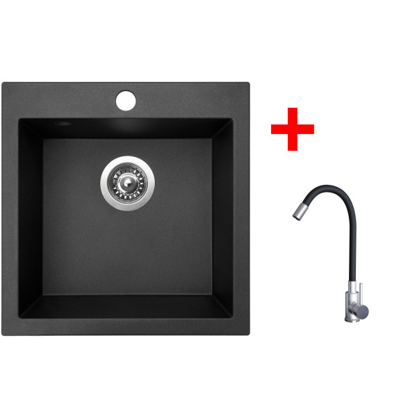 Sinks VIVA 455 Metalblack + Elasta nerez/černá