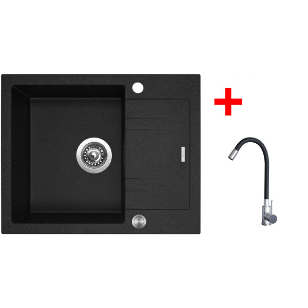 Sinks LINEA 600 XC Granblack + Elasta nerez/černá