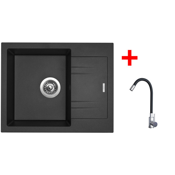 Sinks LINEA 600 Metalblack + Elasta nerez/černá