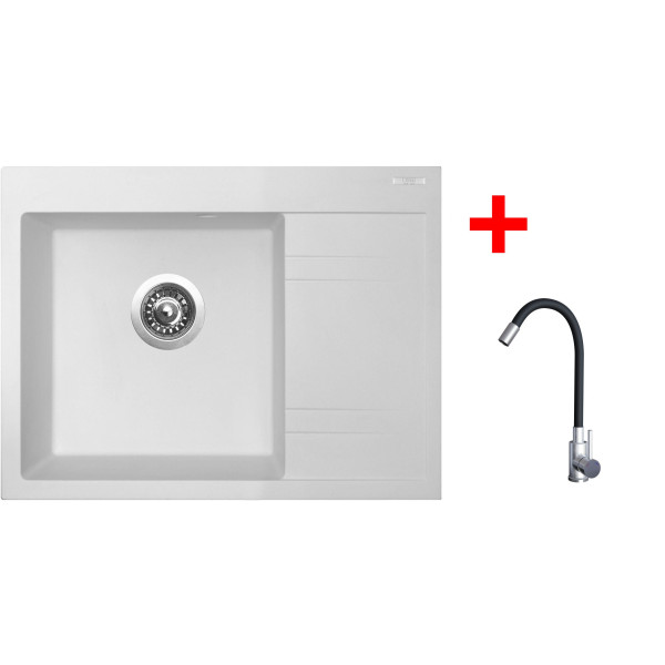 Sinks RIM 650 L Milk + Elasta nerez/černá