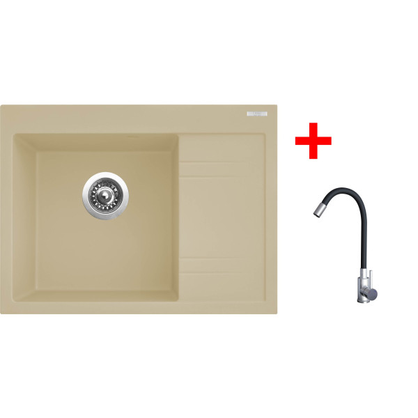 Sinks RIM 650 L Sahara + Elasta nerez/černá