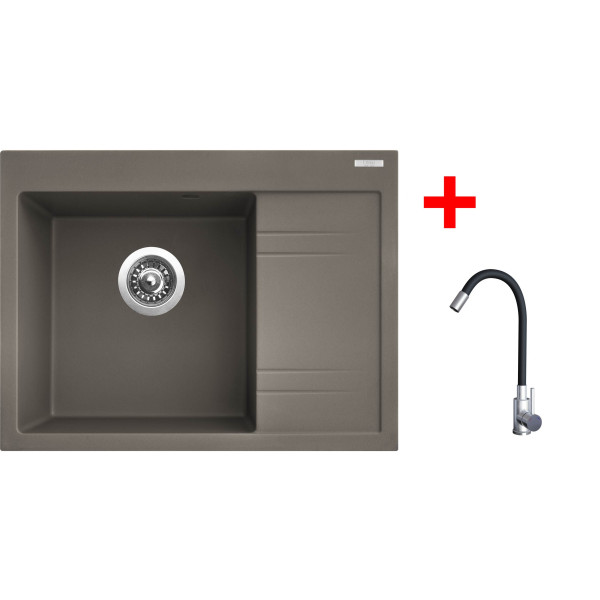 Sinks RIM 650 L Truffle + Elasta nerez/černá