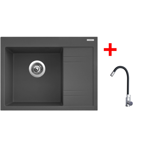 Sinks RIM 650 L Titanium + Elasta nerez/černá