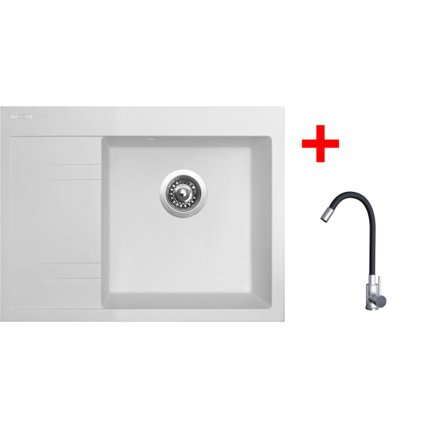 Sinks RIM 650 P Milk + Elasta nerez/černá