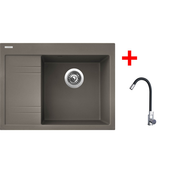 Sinks RIM 650 P Truffle + Elasta nerez/černá