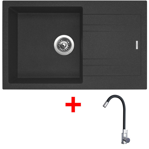 Sinks LINEA 780 Granblack + Elasta nerez/černá