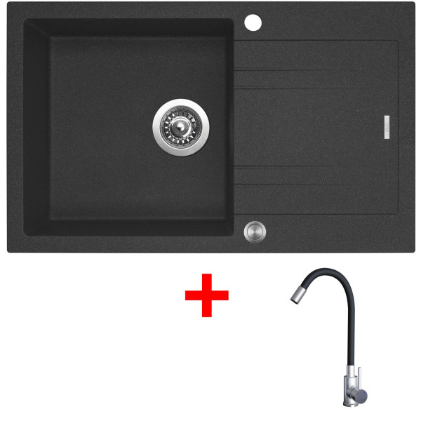 Sinks LINEA 780 XC Granblack + Elasta nerez/černá