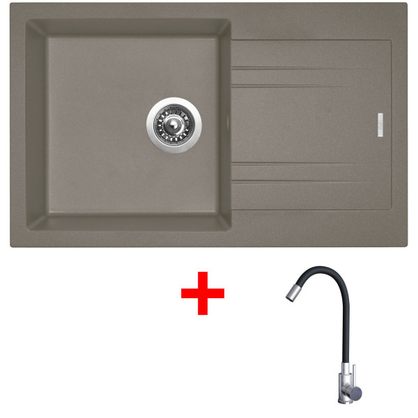 Sinks LINEA 780 Truffle + Elasta nerez/černá