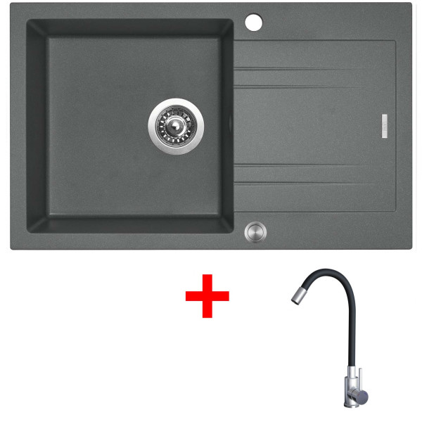 Sinks LINEA 780 XC Titanium + Elasta nerez/černá